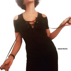 Cold Shoulder Cage Tag Women Color Black Size L